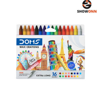 DOMS LONG WAX CRAYONS 16 SHADES NEW