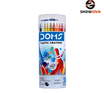 DOMS PLASTIC CRAYON 28 SHADES ROUND TIN